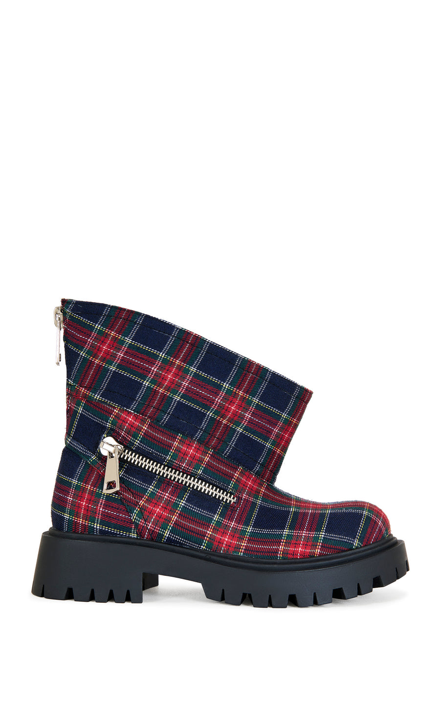 MOHSEN-REDMULTI PLAID CHUNKY COMBAT BOOTIE