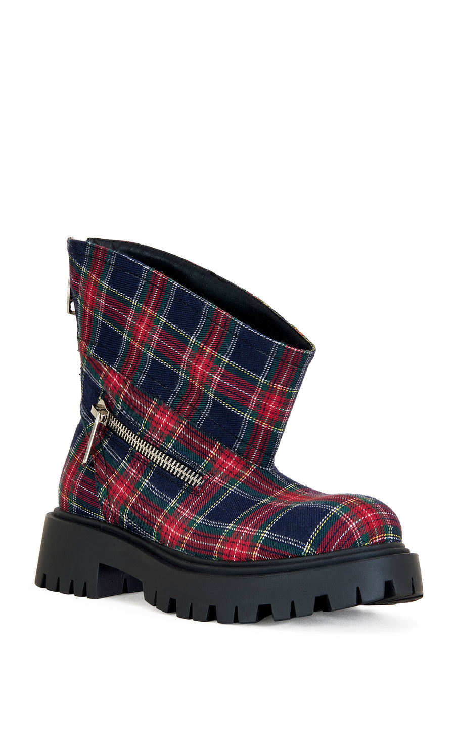 MOHSEN-REDMULTI PLAID CHUNKY COMBAT BOOTIE