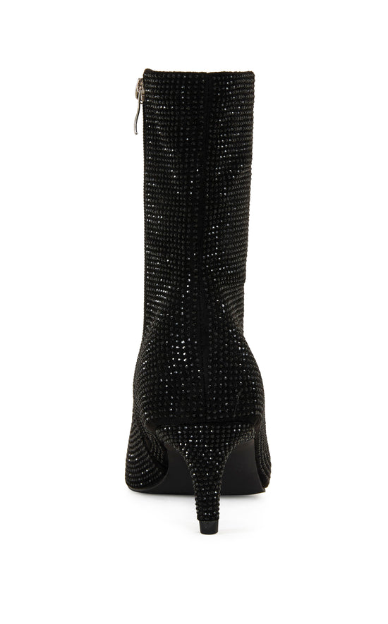NEROLA-BLACK STRETCHY CRYSTAL BOOTIE