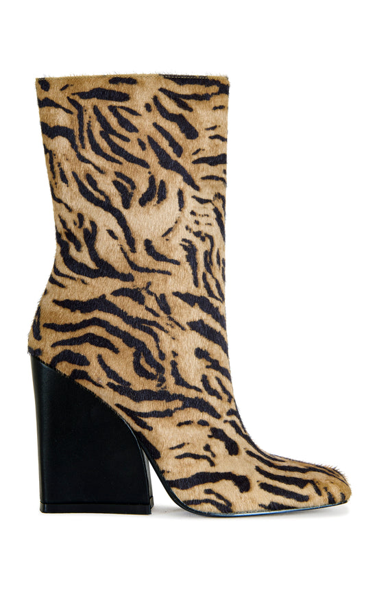 NOTEBOOK-TIGER BLOCK HEELED BOOTIE