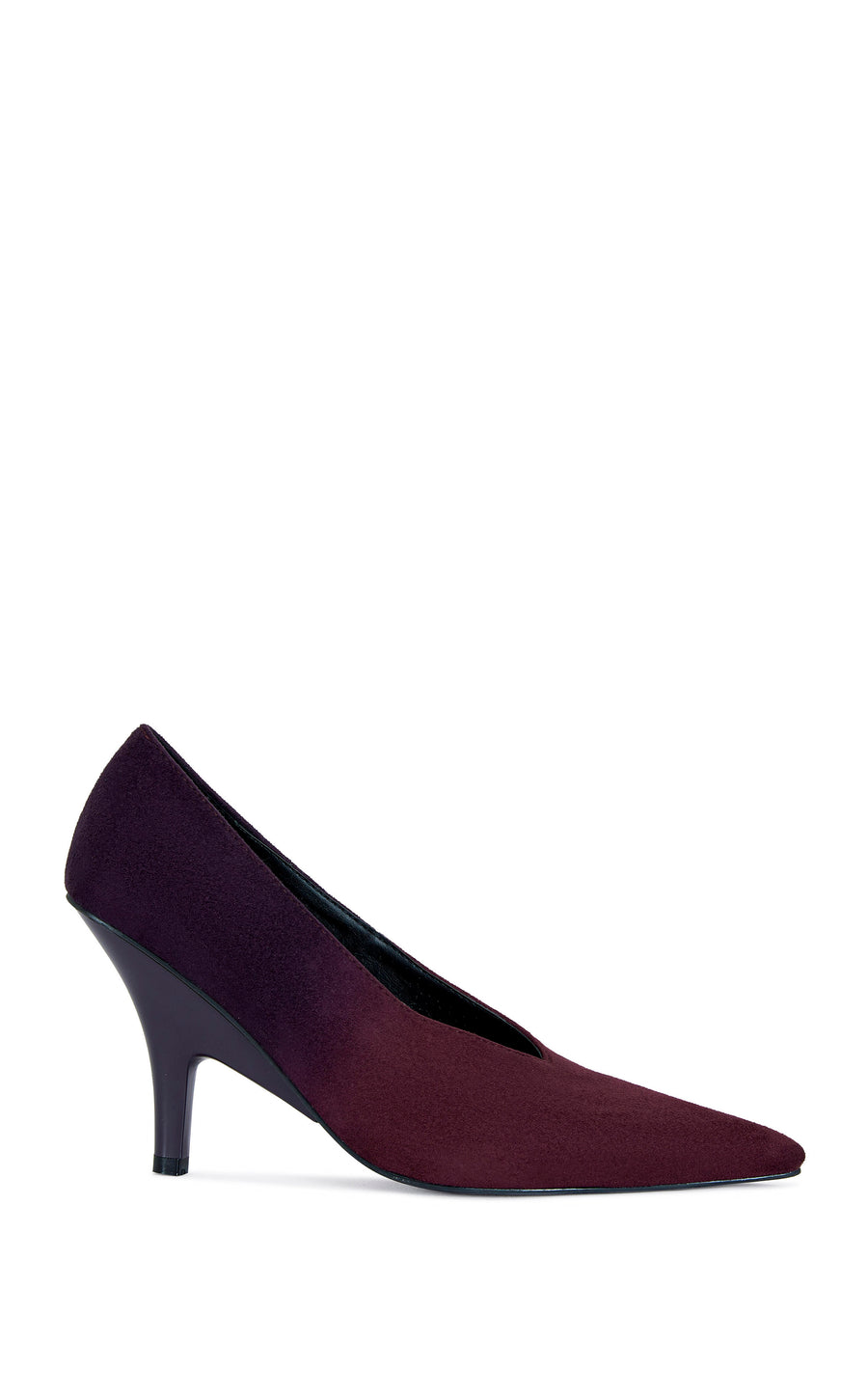 ombre purple faux suede pumps with a v-cut opening and a subtle stiletto heel
