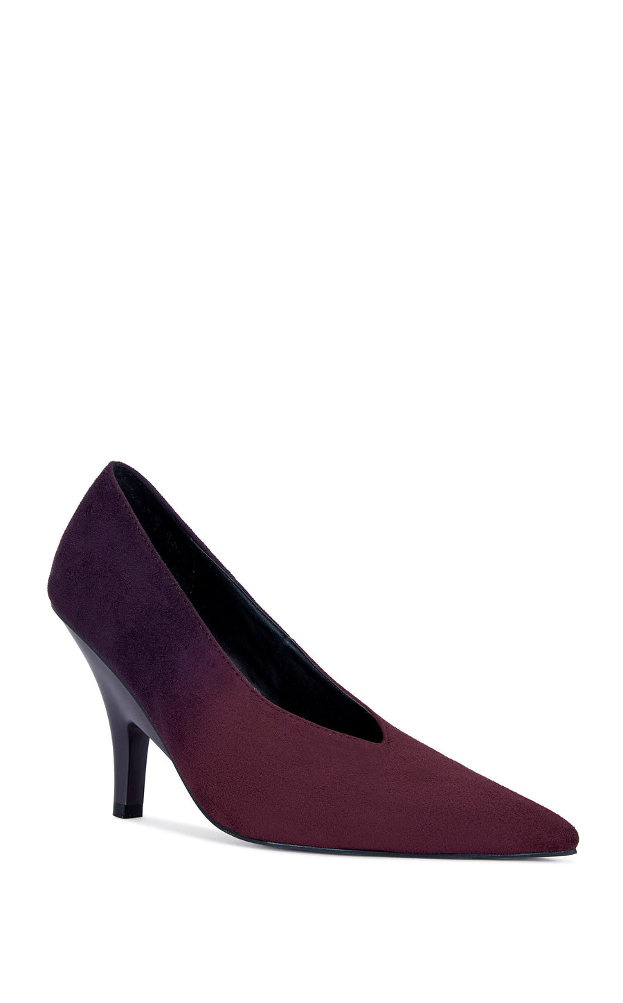 ombre purple faux suede pumps with a v-cut opening and a subtle stiletto heel