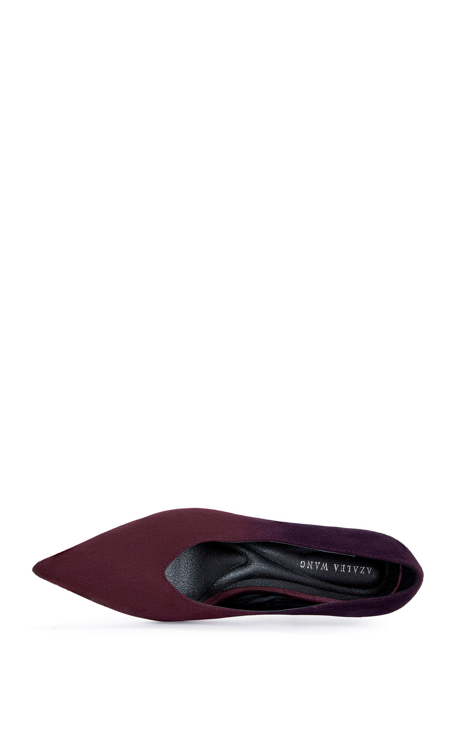 ombre purple faux suede pumps with a v-cut opening and a subtle stiletto heel