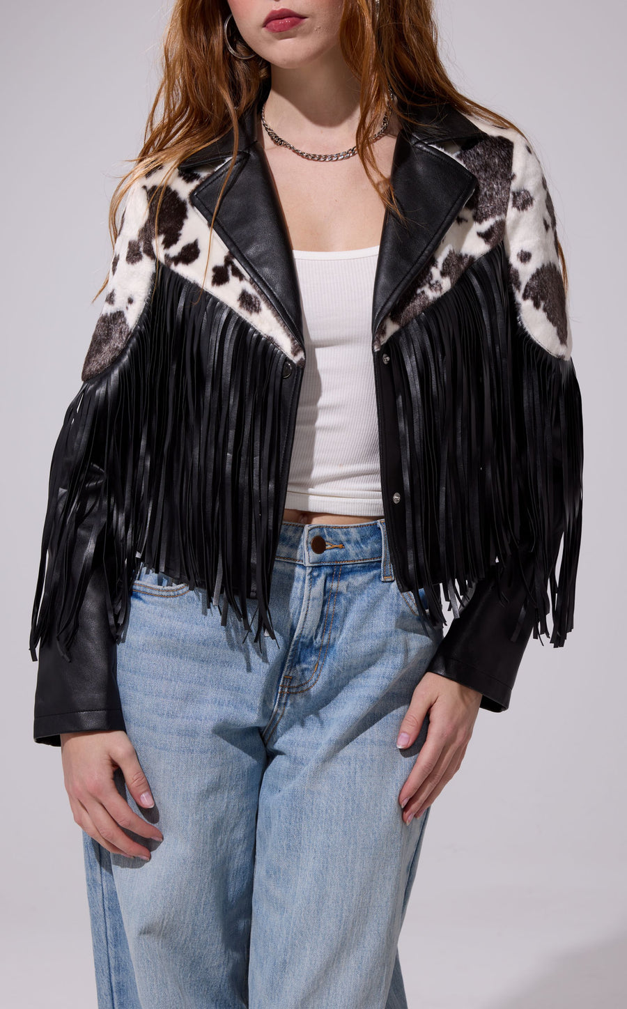 OLANDRIA-BLACKMULTI WESTERN FRINGE JACKET