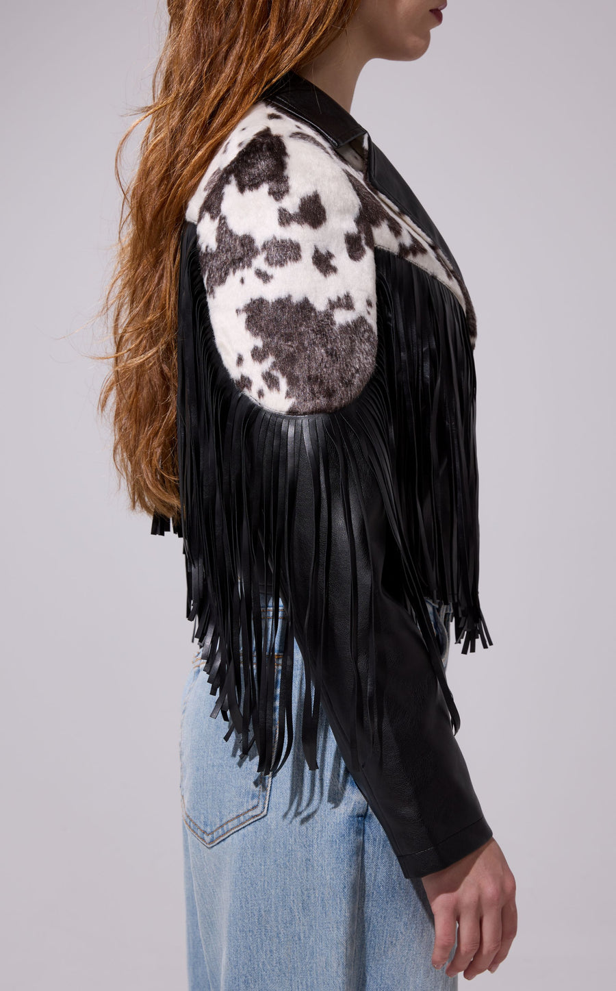 OLANDRIA-BLACKMULTI WESTERN FRINGE JACKET