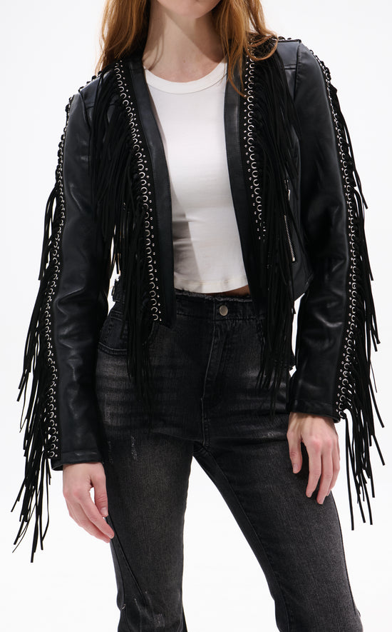 OLIVIER BLACK FRINGE WESTERN JACKET