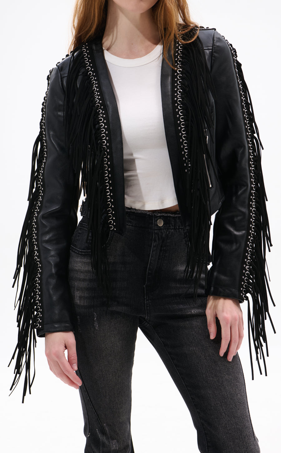 CHAQUETA WESTERN CON FLECOS NEGROS DE OLIVIER