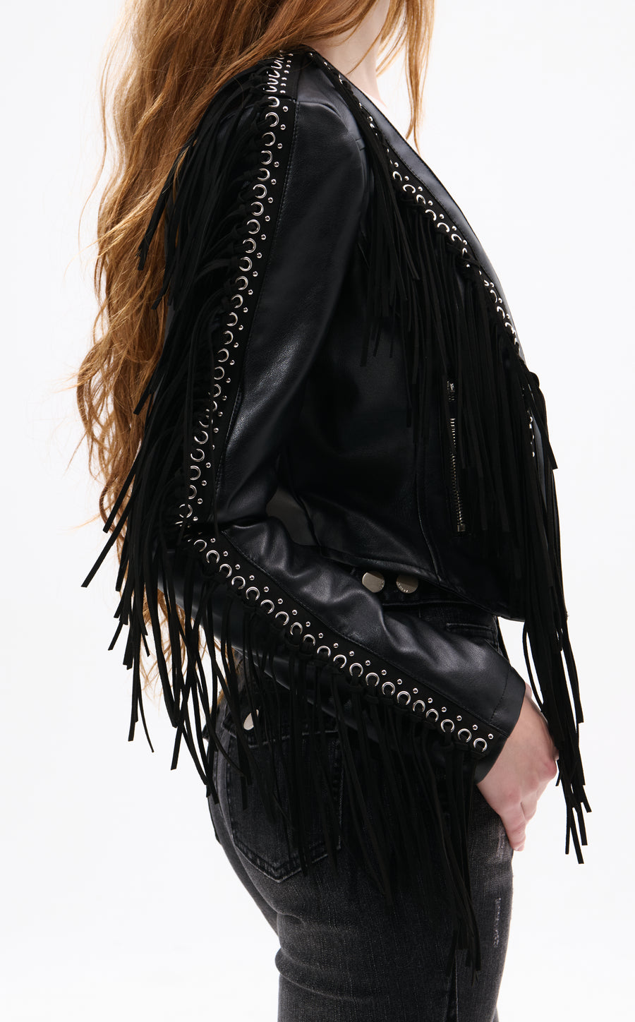 CHAQUETA WESTERN CON FLECOS NEGROS DE OLIVIER