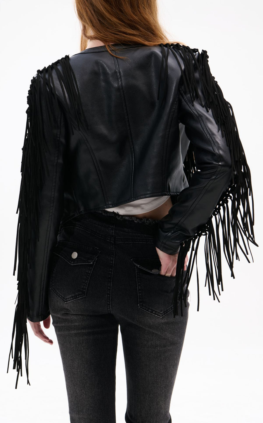 CHAQUETA WESTERN CON FLECOS NEGROS DE OLIVIER
