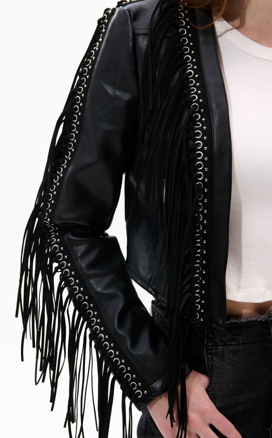 CHAQUETA WESTERN CON FLECOS NEGROS DE OLIVIER