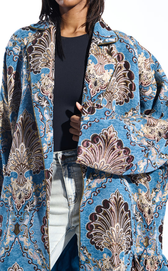ABRIGO DECORATIVO PAVLOVA-BLUEMULTI JACQUARD COCOON