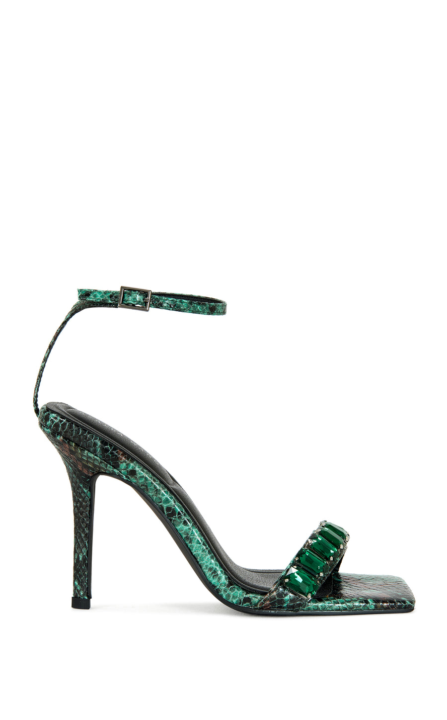PERIIS-GREEN SNAKE STILETTO SANDAL
