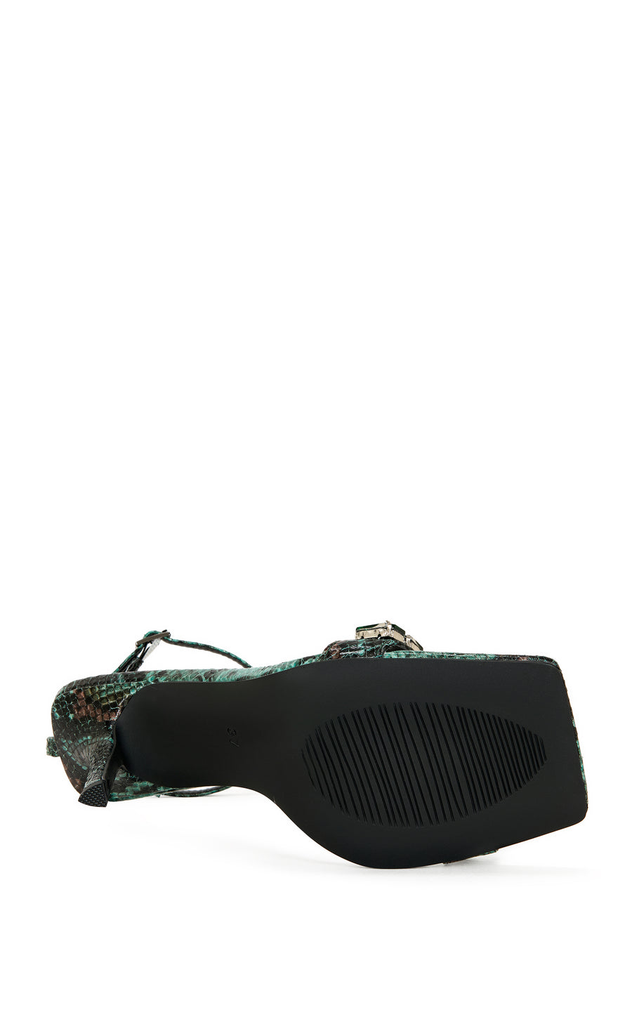 PERIIS-GREEN SNAKE STILETTO SANDAL