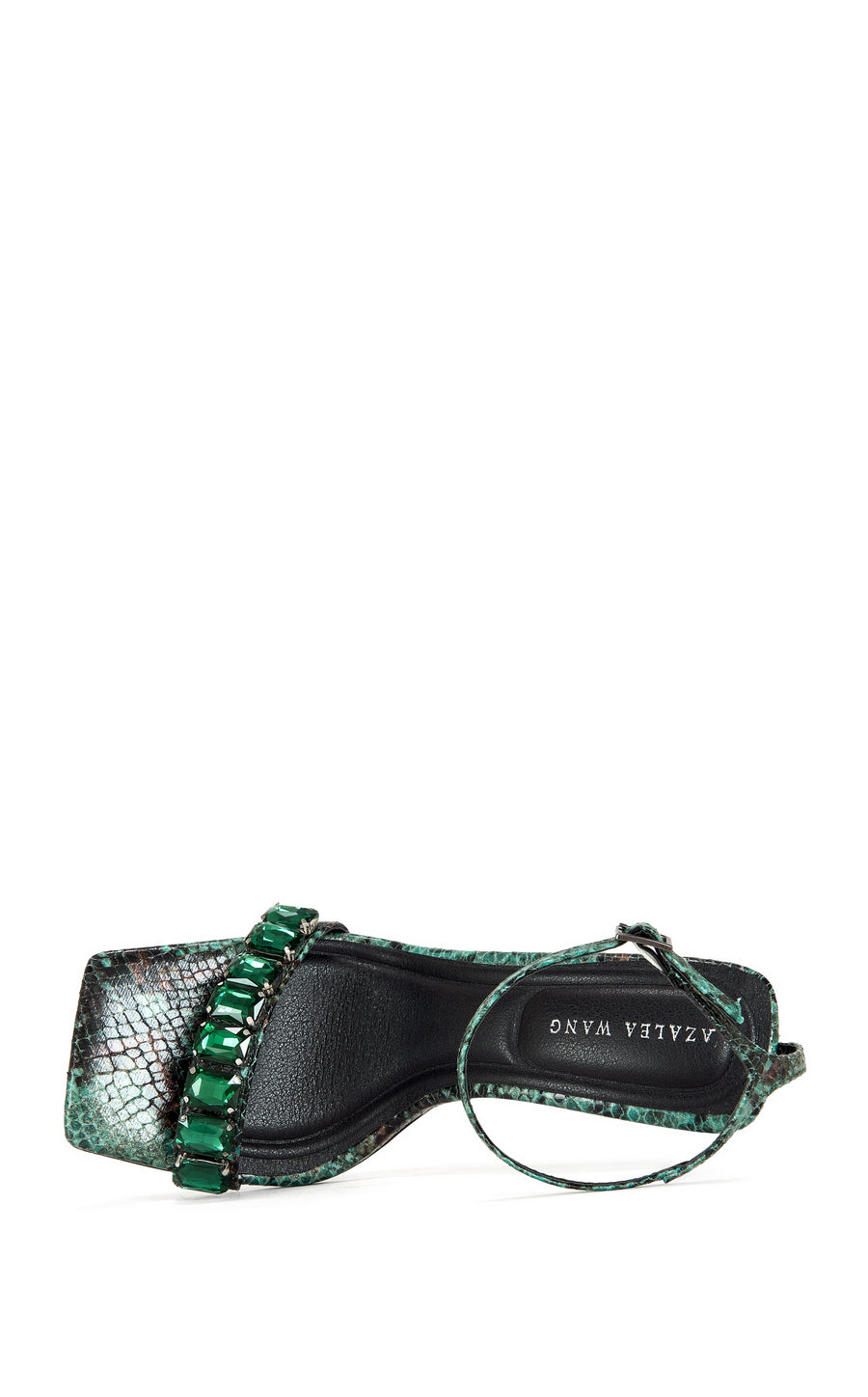 PERIIS-GREEN SNAKE STILETTO SANDAL