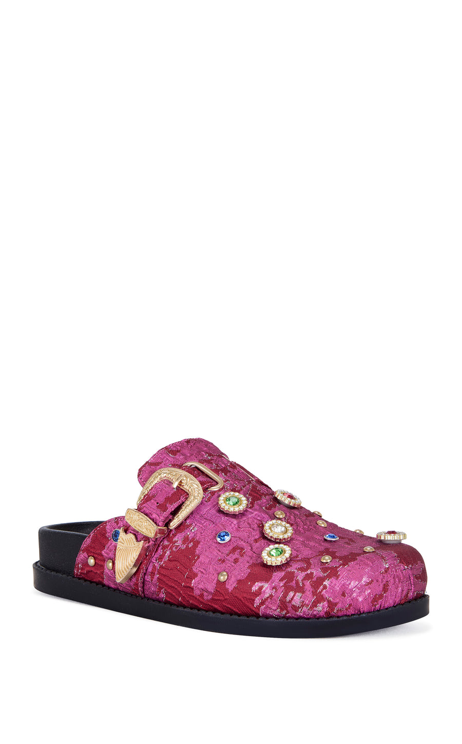 QUINBY-RED BROCADE RHINESTONE CLOG