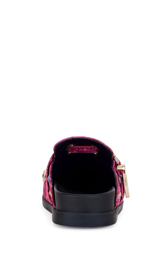 QUINBY-RED BROCADE RHINESTONE CLOG