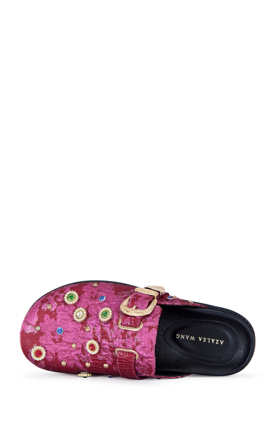 QUINBY-RED BROCADE RHINESTONE CLOG