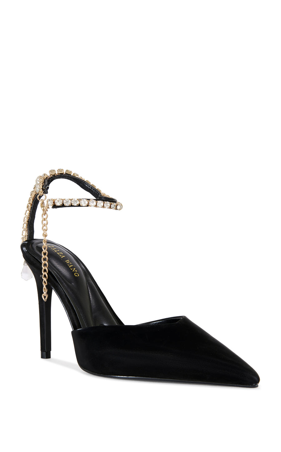 RABINDRA-BLACK JEWELED ANKLE STRAP STILETTO PUMP