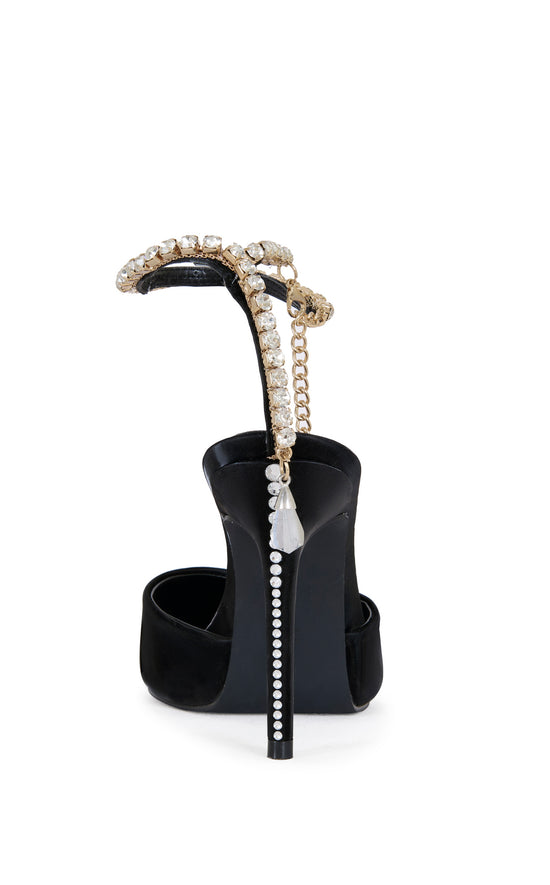 RABINDRA-BLACK JEWELED ANKLE STRAP STILETTO PUMP