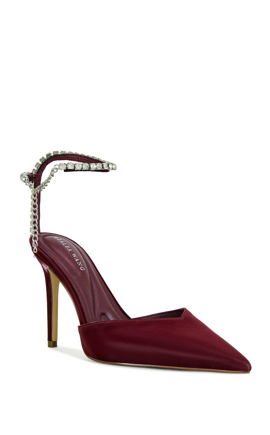 RABINDRA-BURGUNDY JEWELED ANKLE STRAP STILETTO PUMP