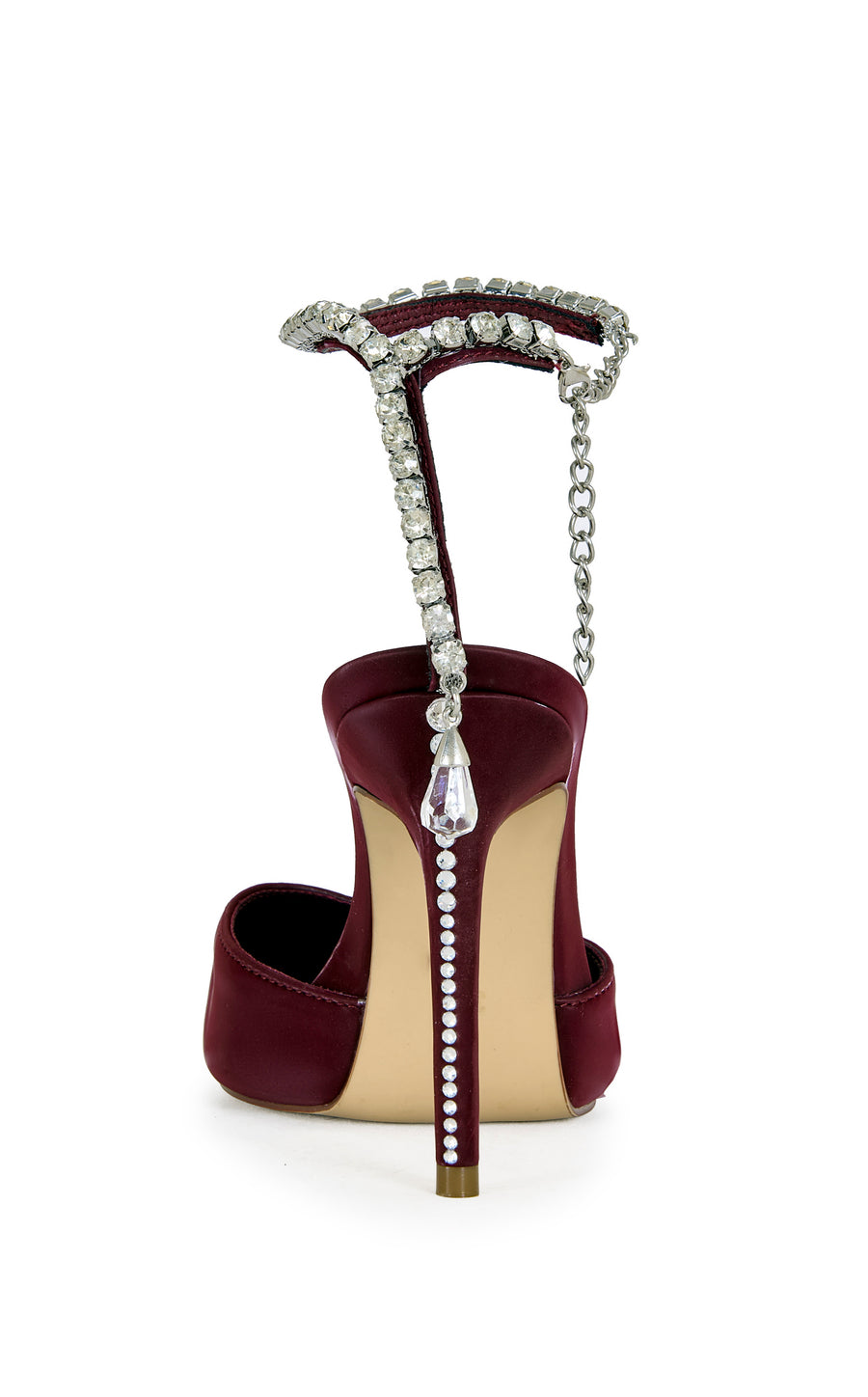 RABINDRA-BURGUNDY JEWELED ANKLE STRAP STILETTO PUMP