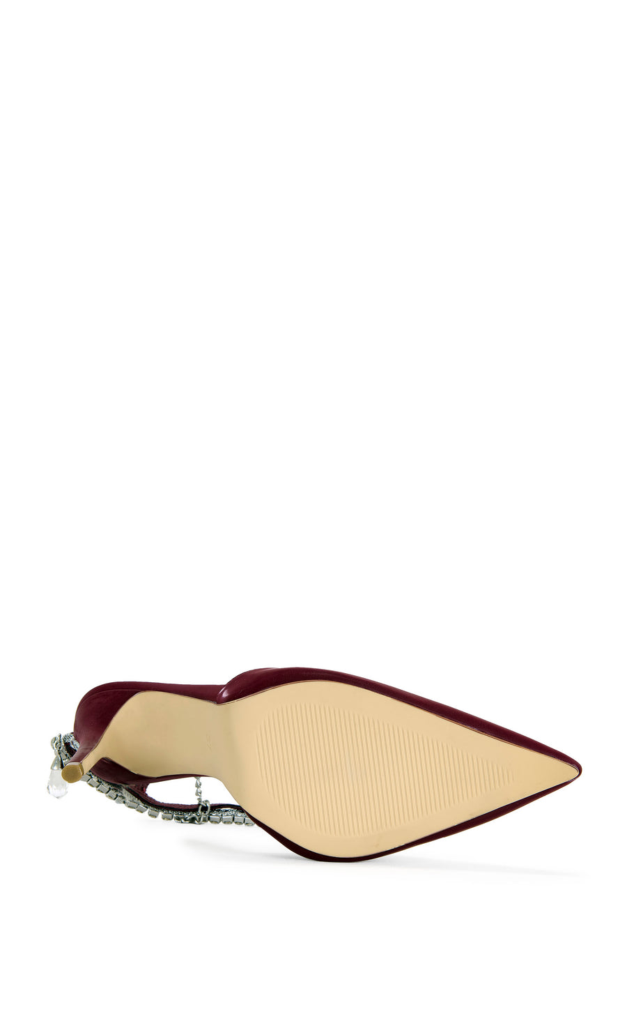 RABINDRA-BURGUNDY JEWELED ANKLE STRAP STILETTO PUMP