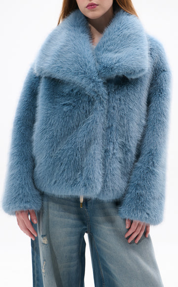 REGINA-SKYBLUE FAUX FUR JACKET