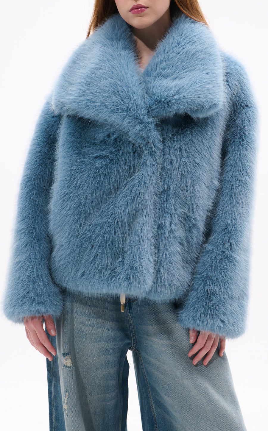 REGINA-SKYBLUE FAUX FUR JACKET