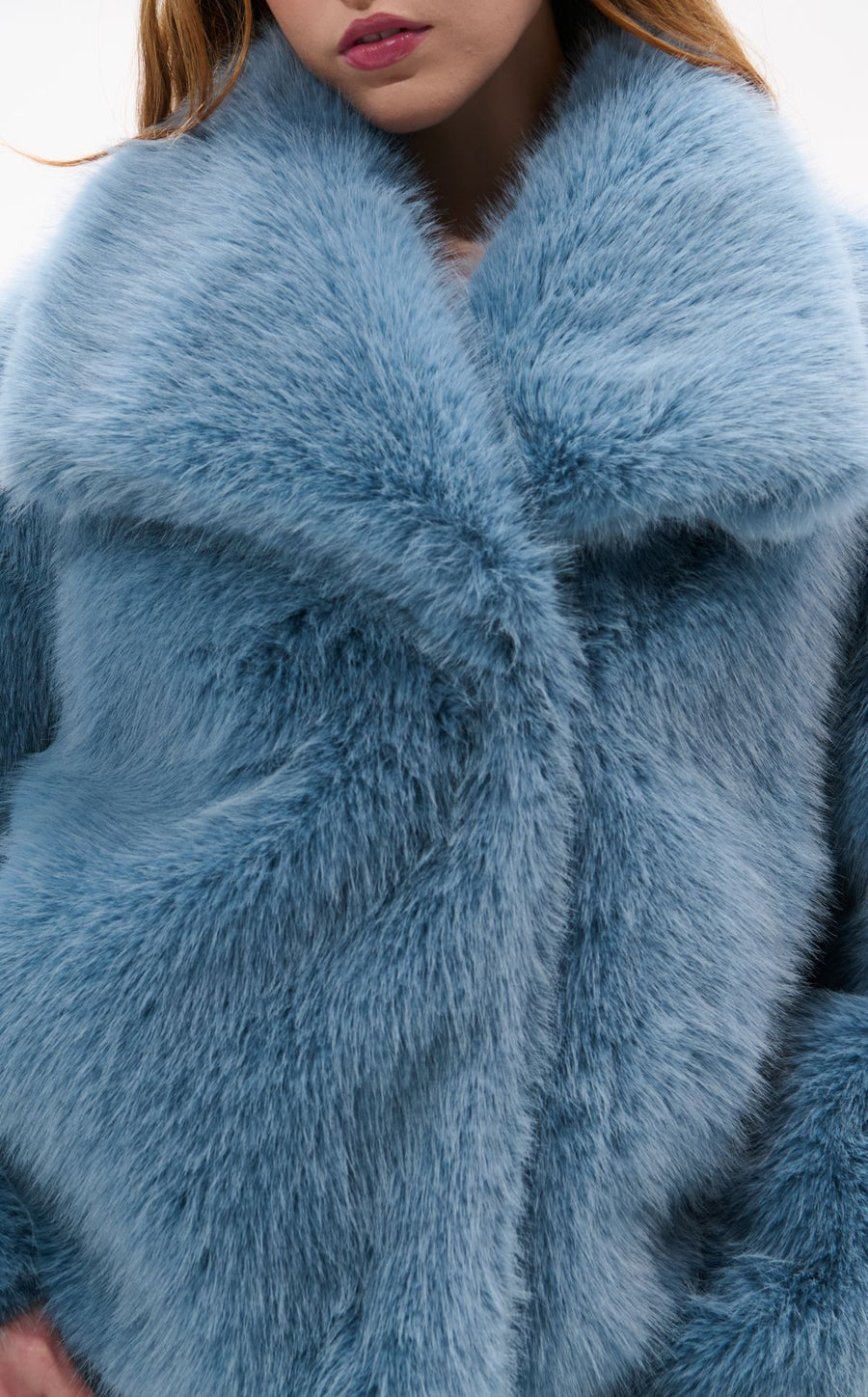 REGINA-SKYBLUE FAUX FUR JACKET
