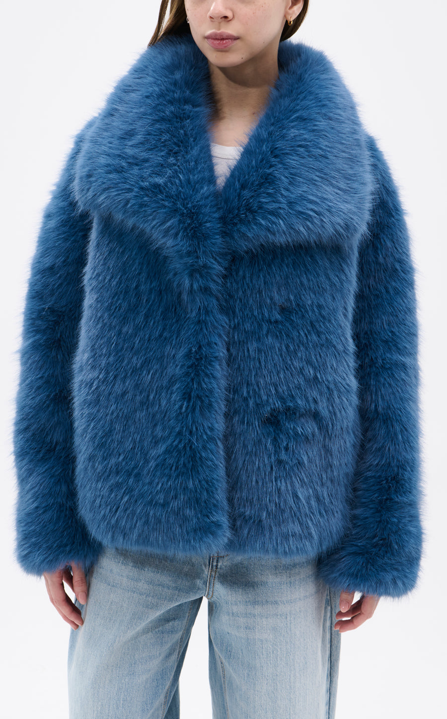 REGINA-SKYBLUE FAUX FUR JACKET