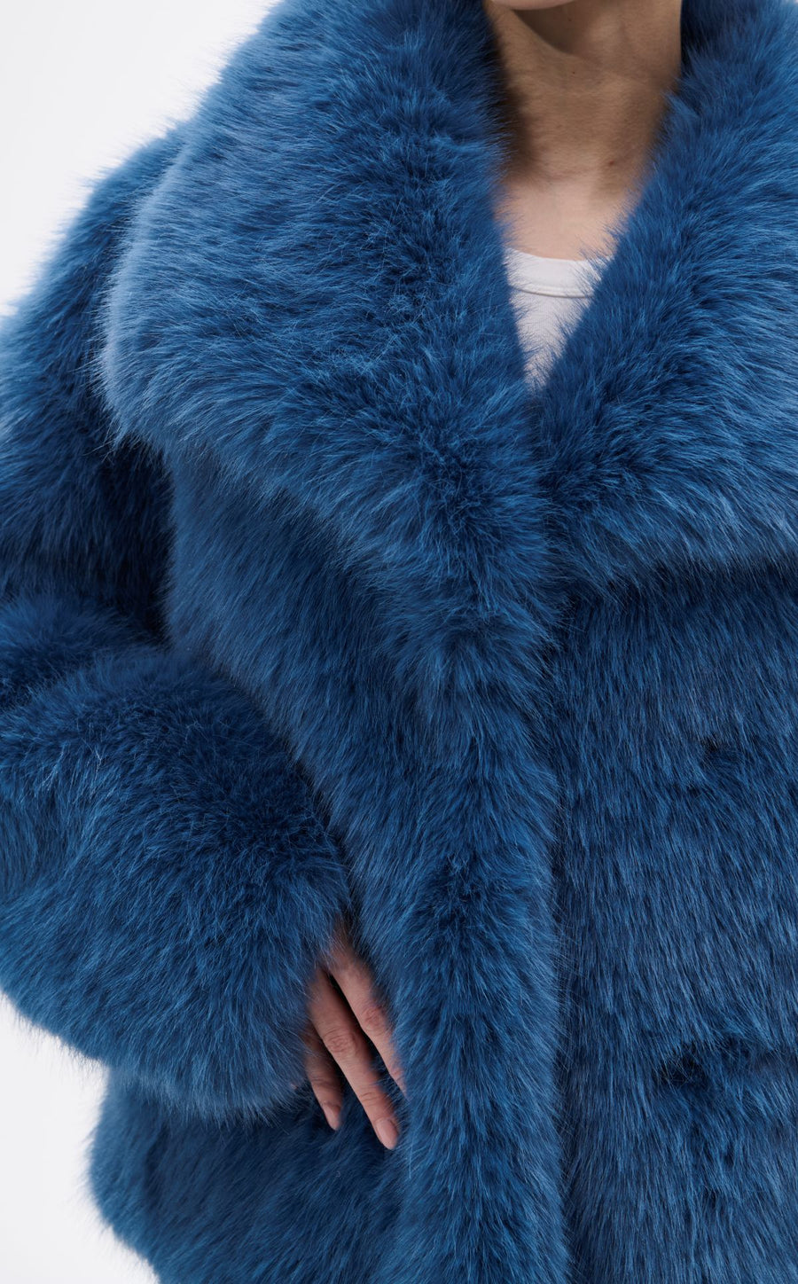REGINA-SKYBLUE FAUX FUR JACKET