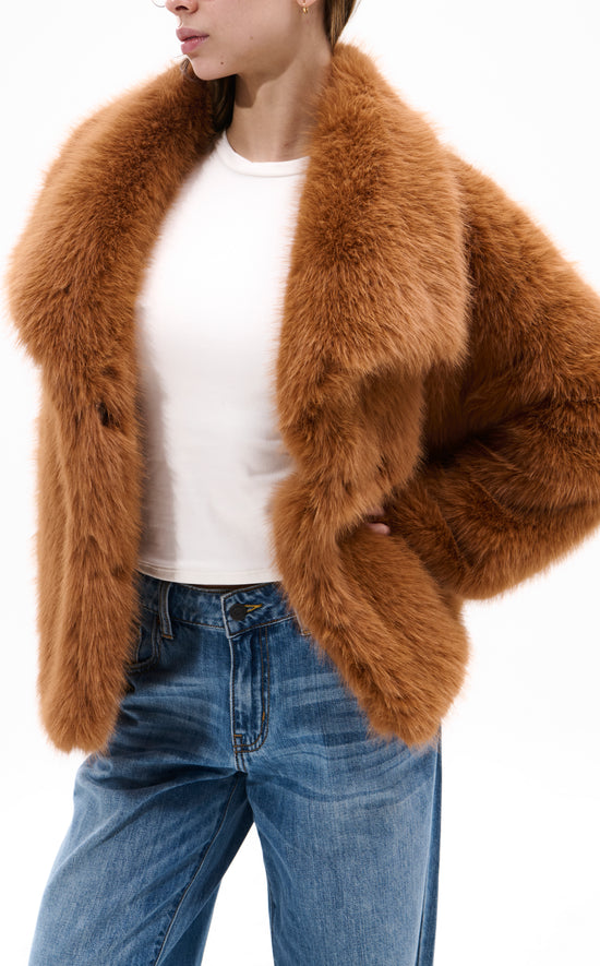 REGINA-TAN FAUX FUR JACKET