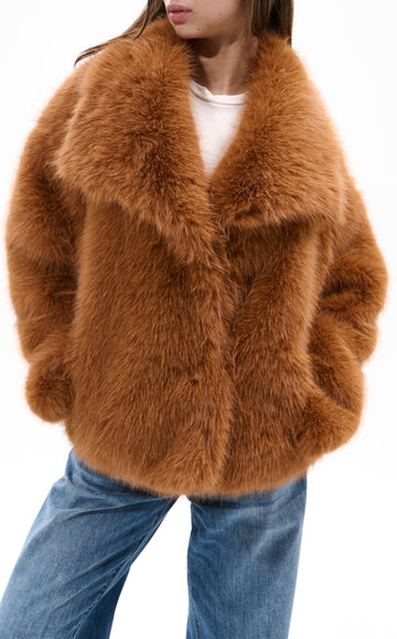 REGINA-TAN FAUX FUR JACKET