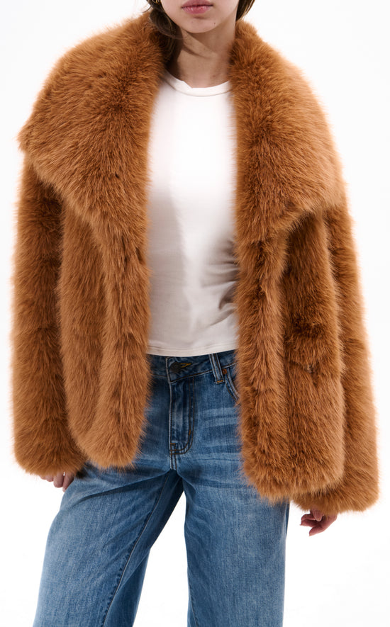 REGINA-TAN FAUX FUR JACKET
