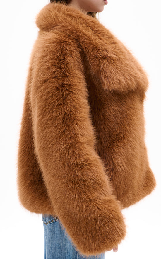REGINA-TAN FAUX FUR JACKET