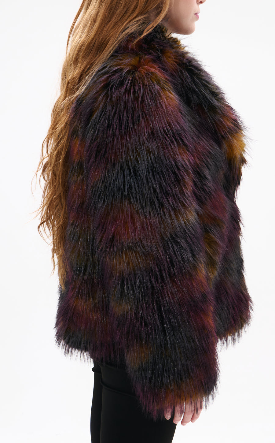 REMME-BURGUNDYMULTI FAUX FUR JACKET