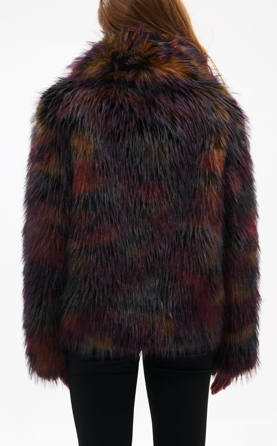 REMME-BURGUNDYMULTI FAUX FUR JACKET