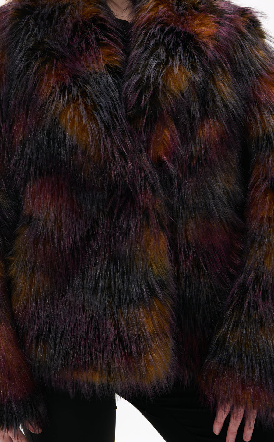 REMME-BURGUNDYMULTI FAUX FUR JACKET
