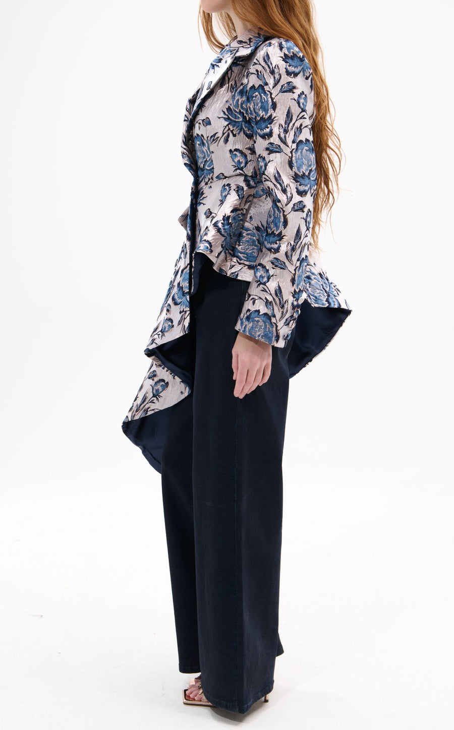 REXA-BEIGEMULTI ASYMMETRICAL MAXI BLAZER