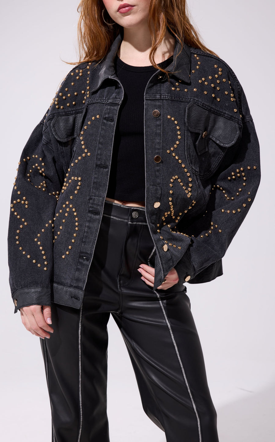 RICKI-BLACK STUDDED DENIM JACKET