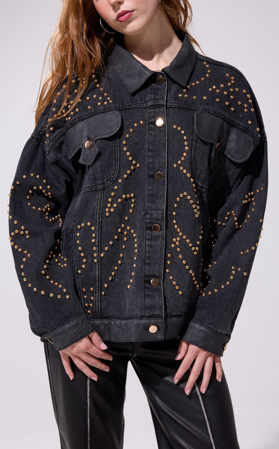 RICKI-BLACK STUDDED DENIM JACKET