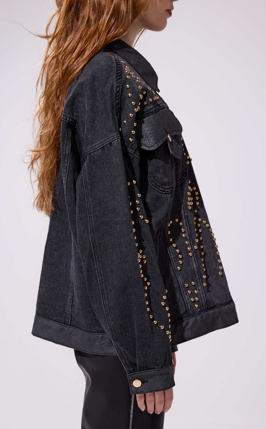 RICKI-BLACK STUDDED DENIM JACKET