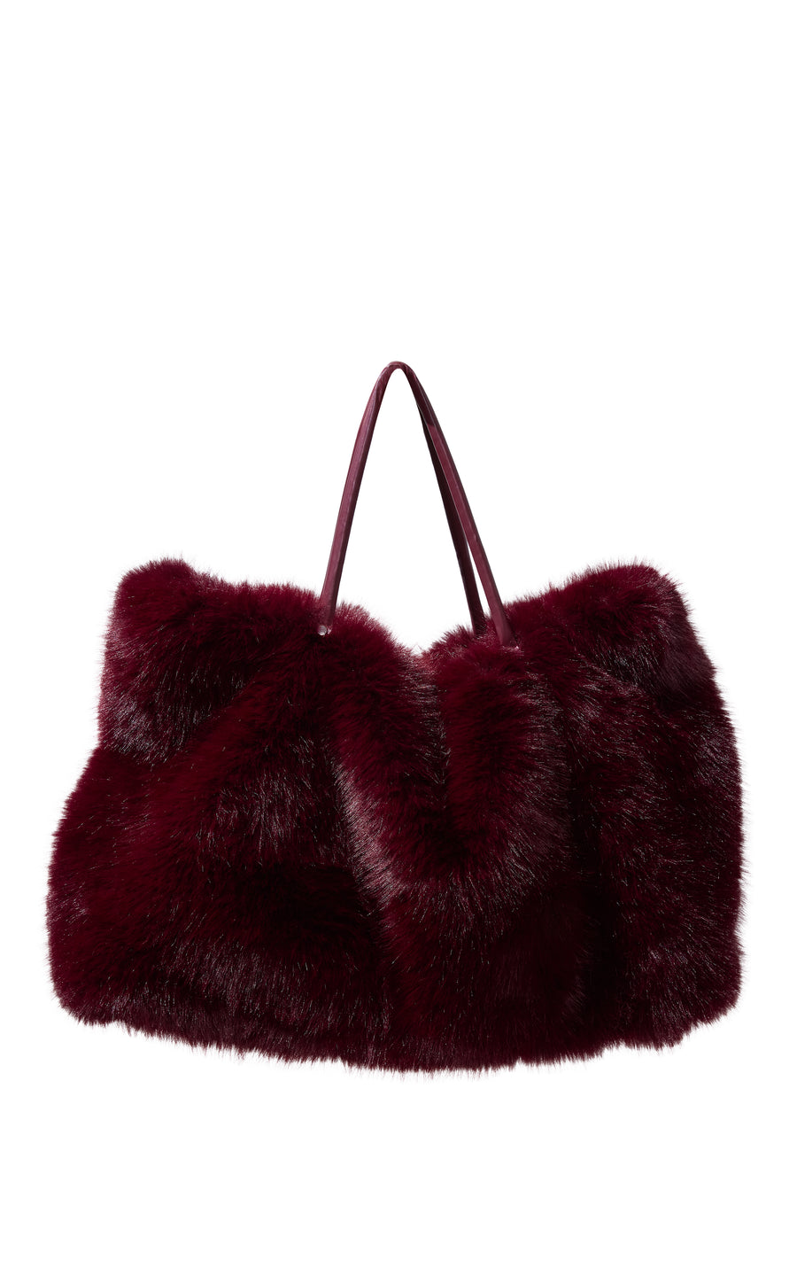 ROXANA-BURGUNDY FAUX FUR HANDBAG