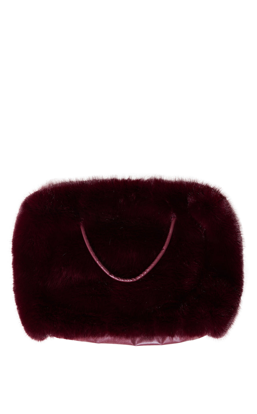 ROXANA-BURGUNDY FAUX FUR HANDBAG