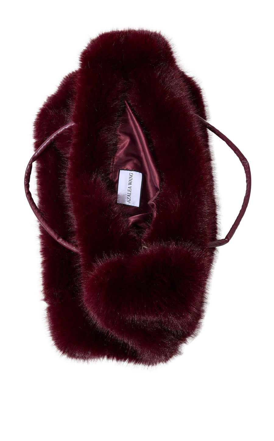 ROXANA-BURGUNDY FAUX FUR HANDBAG