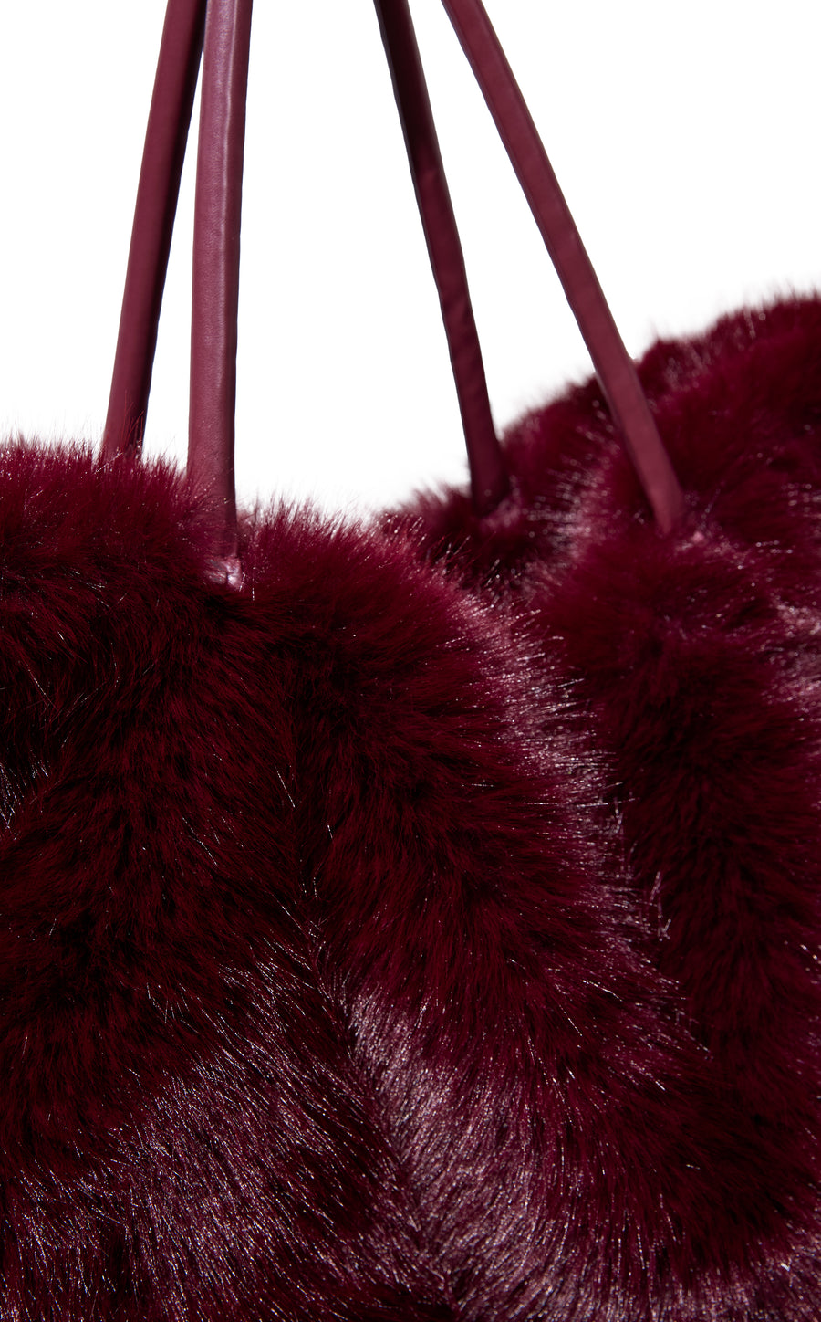 ROXANA-BURGUNDY FAUX FUR HANDBAG