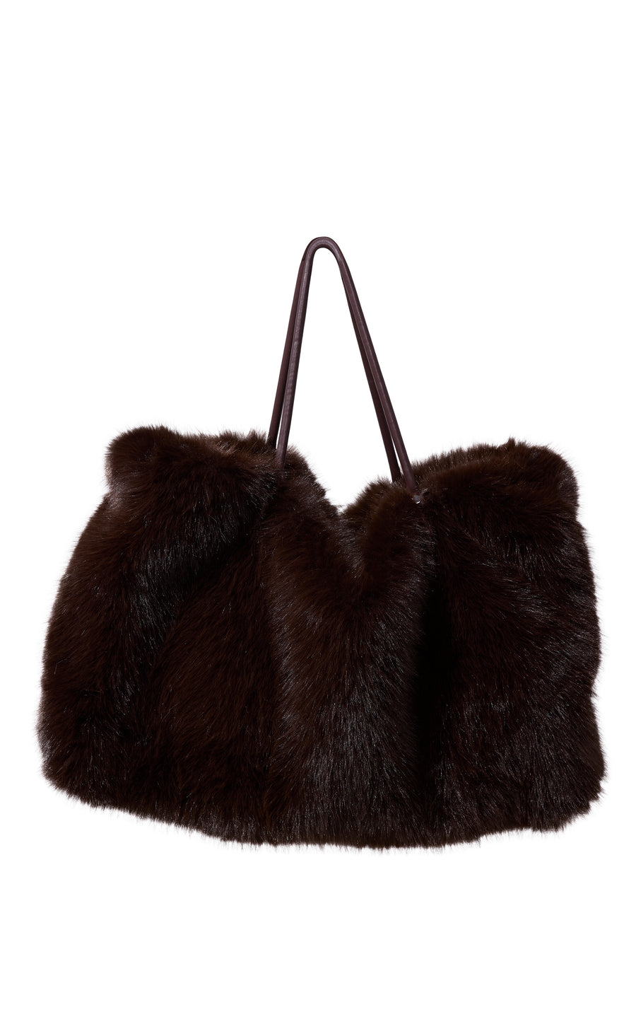 ROXANA-CHOCOLATE FAUX FUR HANDBAG