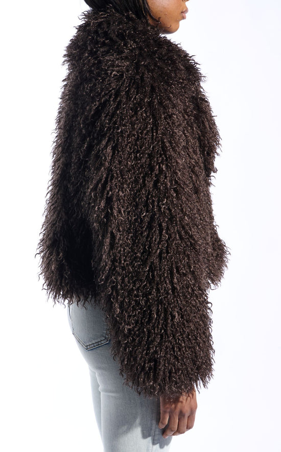 RUPERTA-BROWN FAUX FUR JACKET