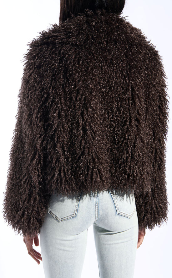 RUPERTA-BROWN FAUX FUR JACKET