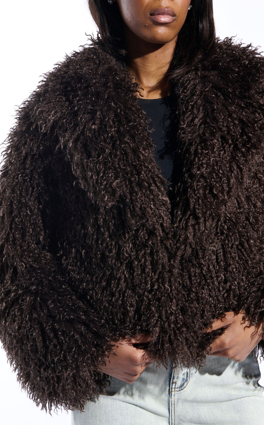 RUPERTA-BROWN FAUX FUR JACKET